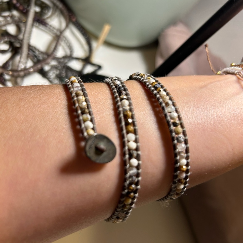 Chan Luu 3 Wrap Faceted Stone Bracelet - Picture 2 of 9